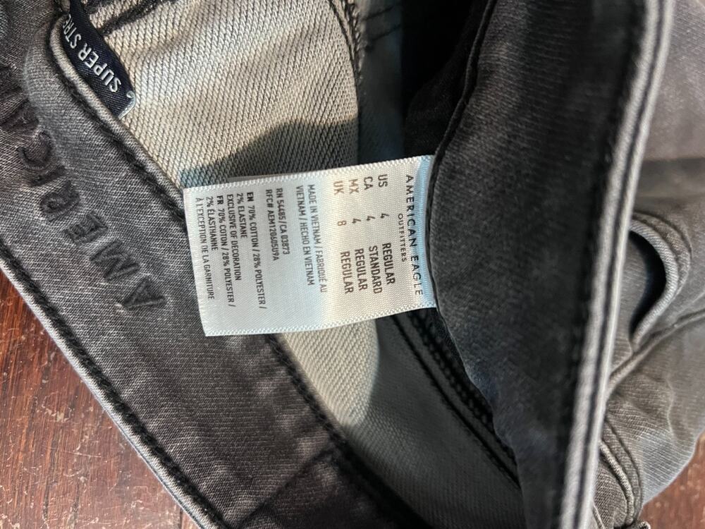 American Eagle Super Stretch Skinny Jeans Womens 4 Regular Gray Wash Modern Casu - Picture 4 of 6